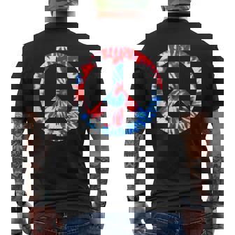 Patriotic Tie Dye Peace Sign 4Th Of July Parade Men's T-shirt Back Print - Monsterry