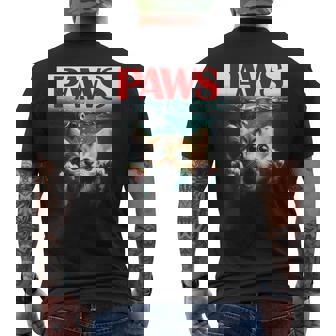 Paws Cat And Mouse Funny And Cute Parody Kitten Lover Men's Back Print T-Shirt - Monsterry
