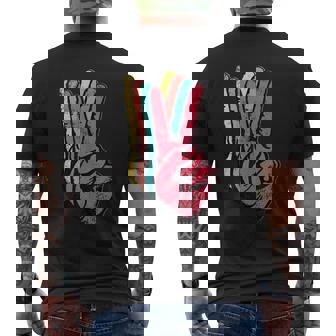 Peace Hand Sign Retro Vintage 70S 80S 90S Pop Culture Men's T-shirt Back Print - Monsterry
