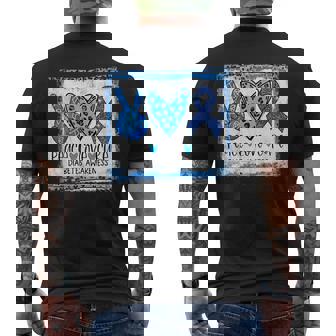 Peace Love Cure Blue Ribbon T1d Type 1 Diabetes Awareness Men's T-shirt Back Print - Monsterry