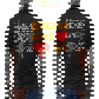 Peace Love Kansas City Peace Love Kc Red Yellow Kc Men's T-shirt Back Print - Monsterry