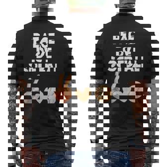 Peace Love Softball Sports Lover Softball Player Men's T-shirt Back Print - Monsterry