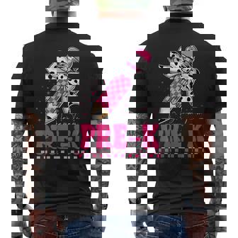 Pencil With Pink Checkered Coquette Bow Pre-K Dream Team Men's T-shirt Back Print - Monsterry