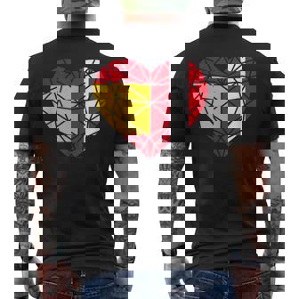 Perú España Bandera Amistad Hermandad Corazón Poligonal Camiseta Hombre Estampado Espalda - Regaloses