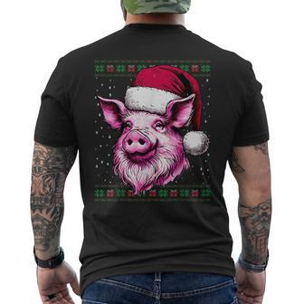 Pig Face Animal Farmer Ugly Christmas Sweater Men's Back Print T-Shirt - Monsterry