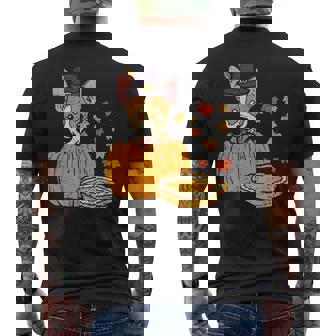 Pilgrim Chihuahua Dog Pumpkin Pie Thanksgiving Mexican Men's Back Print T-Shirt - Monsterry