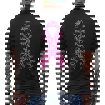 Pink Ribbon Breast Cancer Awareness Support Squads Cancer Men's T-shirt Back Print - Monsterry