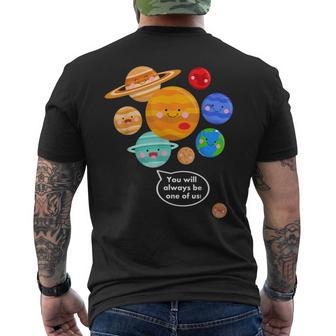 Pluto Planet Cartoon Planets Never Forget Pluto S T-Shirt mit Rückendruck - Geschenkecke