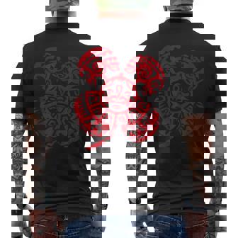 Polynesia Maori Tiki Four Leaf Clover Tribal Tattoo Lucky Men's T-shirt Back Print - Monsterry