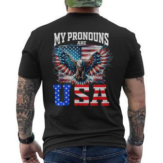 My Pronouns Are Usa Eagle American 4Th Of July Men's T-shirt Back Print - Monsterry UK