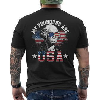 My Pronouns Are Usa 4Th Of July American Us Flag Men's T-shirt Back Print - Monsterry UK