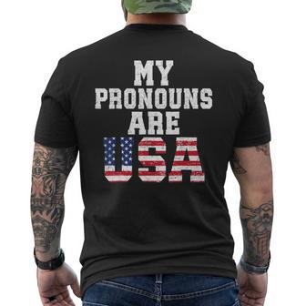 My Pronouns Are Usa July 4Th Men's T-shirt Back Print - Monsterry DE
