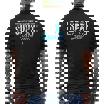 Prostate Cancer Awareness Support Squad Light Blue Ribbon Men's T-shirt Back Print - Monsterry