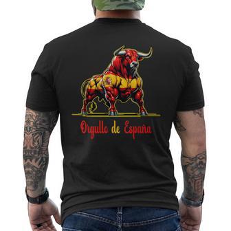 Proud Of Spain Bull Flags Español Pamplona T-Shirt mit Rückendruck - Geschenkecke