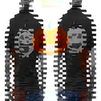 Pumpkin Big Smile & Love Eyes Halloween Costume Men's T-shirt Back Print - Thegiftio UK