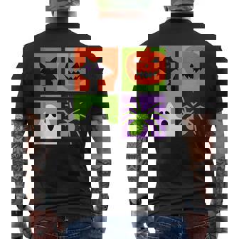 Pumpkin Cat Spider Ghost Vintage Halloween Pop Art Tank Top Men's Back Print T-Shirt - Monsterry