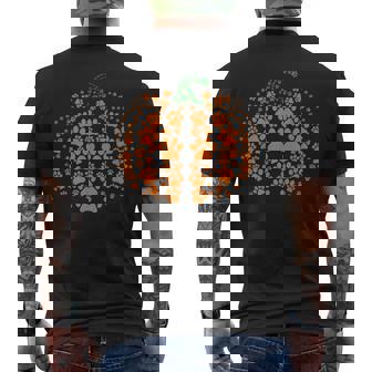 Pumpkin Dog Cat Paws Print Halloween Pet Lovers Men's T-shirt Back Print - Thegiftio UK