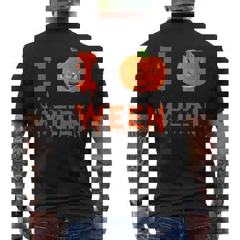 I Pumpkin Ween Halloween Joke Quote I Love Halloween Men's T-shirt Back Print - Monsterry