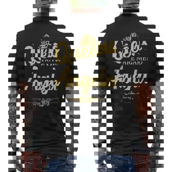 Queens Are Named ANGELA Personalized Birthday Men's Back Print T-Shirt - Monsterry