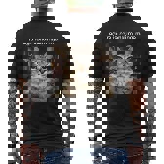 Rage Is Consuming Me Silly Staring Cat Meme Men's T-shirt Back Print - Monsterry