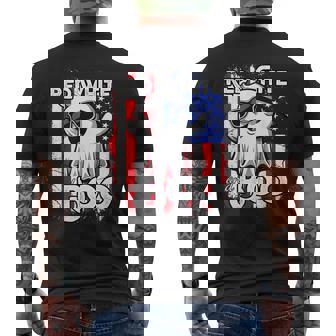 Red White And Boo Ghost Patriotic American Halloween Men's T-shirt Back Print - Monsterry