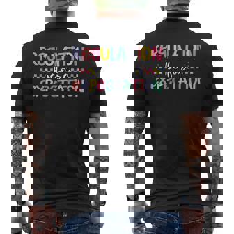 Regulation Before Expectation Retro Neurodiversity Therapist Men's T-shirt Back Print - Monsterry