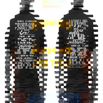 Restaurant Owner Job Title Restaurant Proprietor Men's T-shirt Back Print - Monsterry