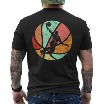 Retro Basketball Player Dunk Silhouette T-Shirt mit Rückendruck - Seseable