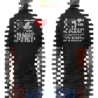 Retro I Love My Handsome Boyfriend I Heart Bf Men's T-shirt Back Print | Seseable UK