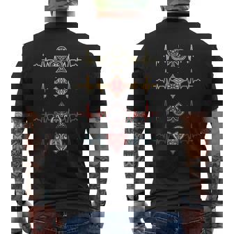 Retro Heartbeat Playing Cards Gambling Poker Casino Men's T-shirt Back Print - Thegiftio UK