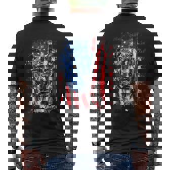 Retro Pitbull Dog & American Flag Indepedence Day July 4Th Men's T-shirt Back Print - Seseable