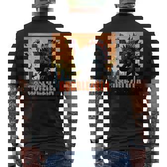 Retro Vintage Cool Turkey Day Thanksgiving Gobblezilla Men's T-shirt Back Print - Monsterry