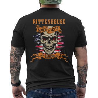 Rittenhouse The Man The Myth The Legend Personalized Last Name Men's T-shirt Back Print - Thegiftio