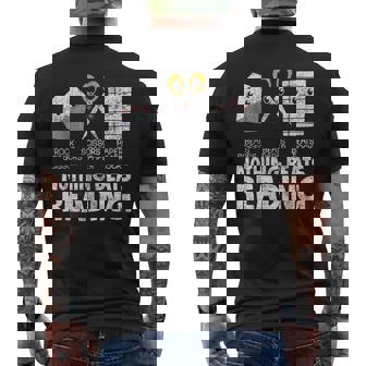 Rock Paper Scissor Reading Book Reading Teacher Men's Back Print T-Shirt - Monsterry