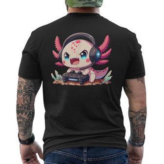 Rosa Axolotl Anime Gamesolotl Axolotl Gamer T-Shirt mit Rückendruck - Geschenkecke