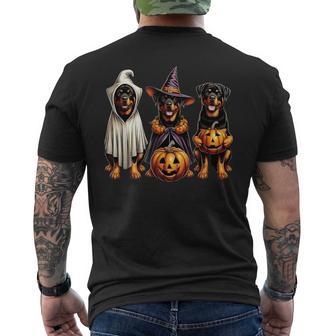 Rottweiler Ghost Halloween Dog Lovers Men's T-shirt Back Print - Thegiftio