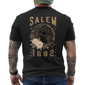 Salem 1692 They Missed One Witch Trial Black Cat Moon Witchy Men's T-shirt Back Print - Thegiftio UK