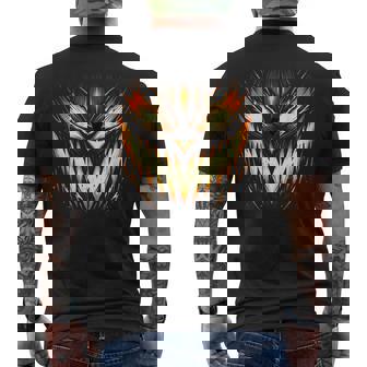 Scary Jack O Lantern Face Carved Pumpkin Halloween Costume Men's Back Print T-Shirt - Monsterry