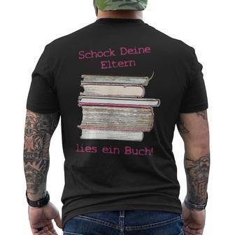 Schock Deine Eltern Lies Ein Buch S T-Shirt mit Rückendruck - Geschenkecke