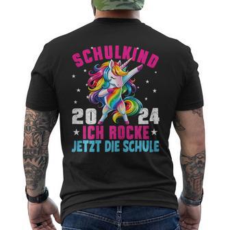 Schulkind 2024 Dabbing Unicorn I Rocke Jetzt Die Schule T-Shirt mit Rückendruck - Geschenkecke