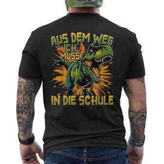 Schulkind 2024 T-Rex Dino Aus Dem Weg Ich Muss In Die Schule T-Shirt mit Rückendruck - Geschenkecke