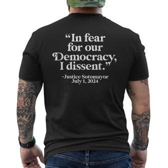 Scotus I Dissent Fear For Our Democracy Justice Sotomayor Men's T-shirt Back Print - Monsterry DE