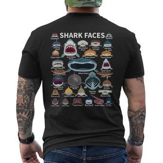 Shark Faces Type Of Shark Shark Faces Of All Kinds Men's T-shirt Back Print - Thegiftio UK