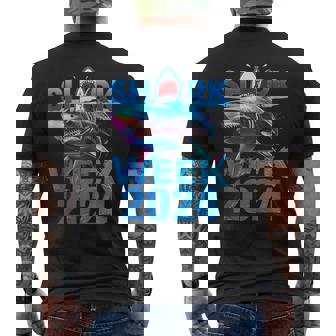 Shark Fin 2024 Week Passion For Shark Lover Ocean Wildlife Men's T-shirt Back Print - Thegiftio UK