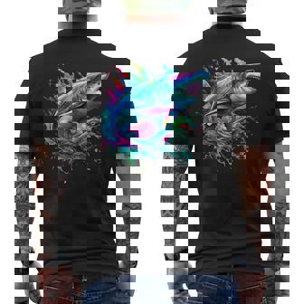 Shark Marine Biologist Paint Splash Ocean Animal Shark Lover Men's T-shirt Back Print - Thegiftio UK