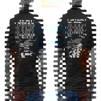 Sharks I Just Like Sharks Ok Men's T-shirt Back Print - Thegiftio