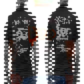 She’s My Boo Skull Face Matching Halloween Pajama Couples Men's Back Print T-Shirt - Monsterry