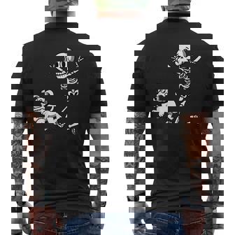 Skeleton Chasing Dog Skeleton And Puppy For Halloween Men's Back Print T-Shirt - Monsterry