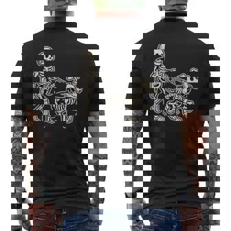 Skeleton With Dog Walking Halloween Costume Skull Men's T-shirt Back Print - Monsterry