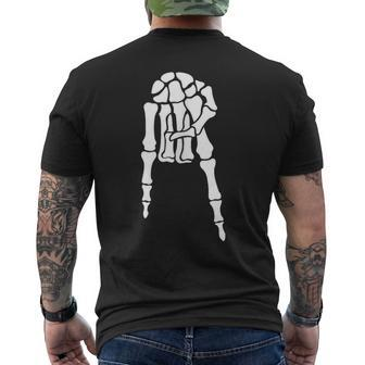 Skeleton Hand Horns Down College School Spirit Pride Men's T-shirt Back Print - Monsterry